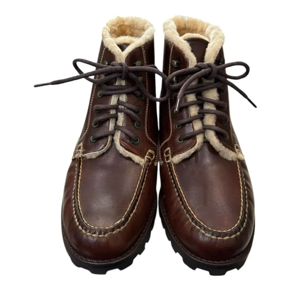 New Cole Haan Men's Borden Brown Leather Chukka Fleece Boots 7.5  7.5M